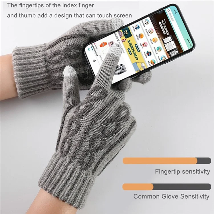Y0090 1 Pair Knitted Warm Gloves Men Touchscreen Gloves Winter Texting Gloves for Cold Weather - Navy Blue