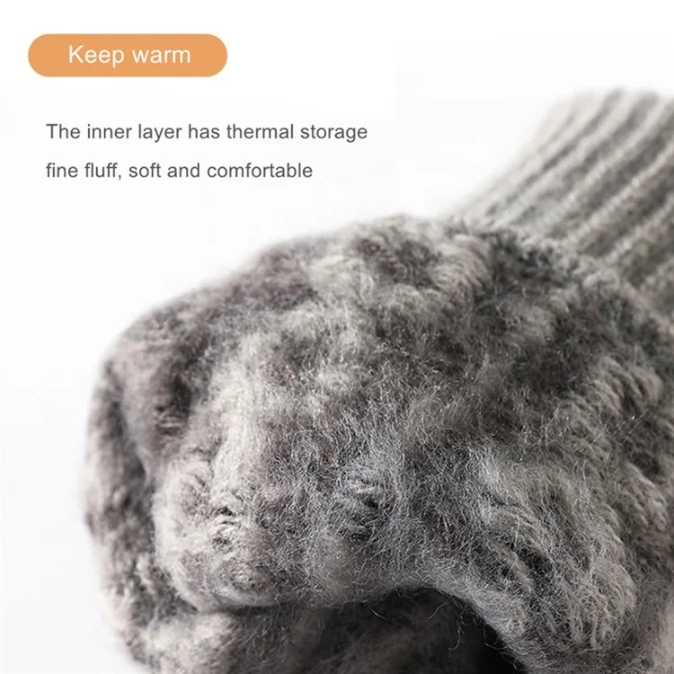 Y0090 1 Pair Knitted Warm Gloves Men Touchscreen Gloves Winter Texting Gloves for Cold Weather - Navy Blue