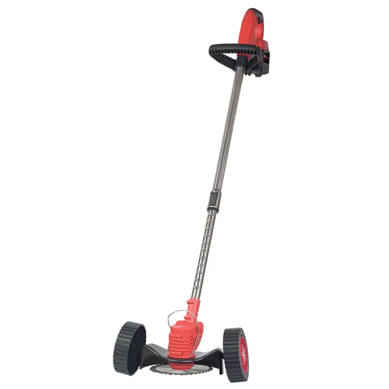 Weed Wacker Cordless Electric Weed Trimmer Portable Wheel Design Lawn Mower with 48VH 12000mAh Battery - Black+Red / UK Plug