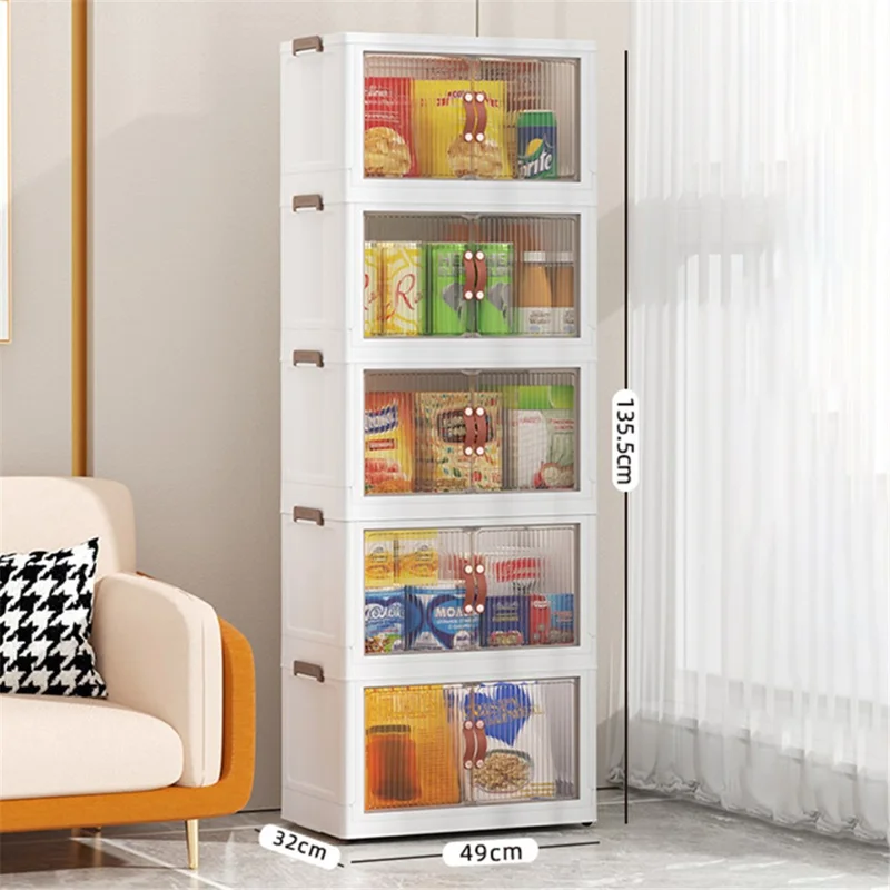 49*32*135.5cm 5 Layers Storage Box PP+HIPS+TPR Home Clothes Snack Toy Storage Cabinet