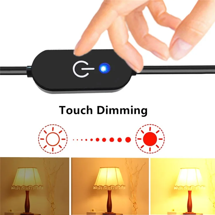 JUNSUNMAY USB Macho para Fêmea LED Toque Dimmer Switch Controller Embutido para Cor Única, Comprimento 30cm - Preto