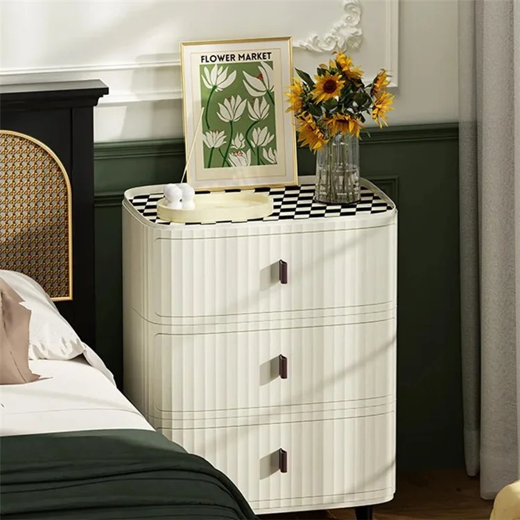 2 Layers Bedside Storage Bin Night Stand PP + MDF Board Bedroom Nightstand Drawer Dresser (30CM Wide), Size: S
