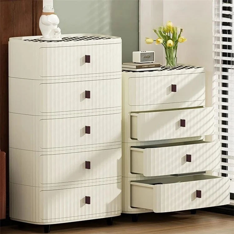 2 Layers Bedside Storage Bin Night Stand PP + MDF Board Bedroom Nightstand Drawer Dresser (30CM Wide), Size: S