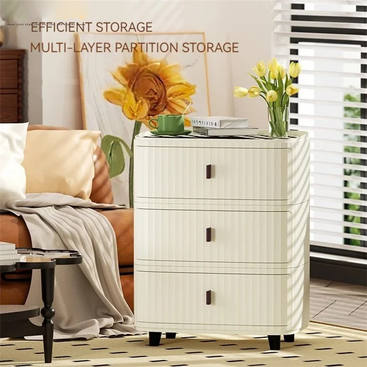2 Layers Bedside Storage Bin Night Stand PP + MDF Board Bedroom Nightstand Drawer Dresser (30CM Wide), Size: S