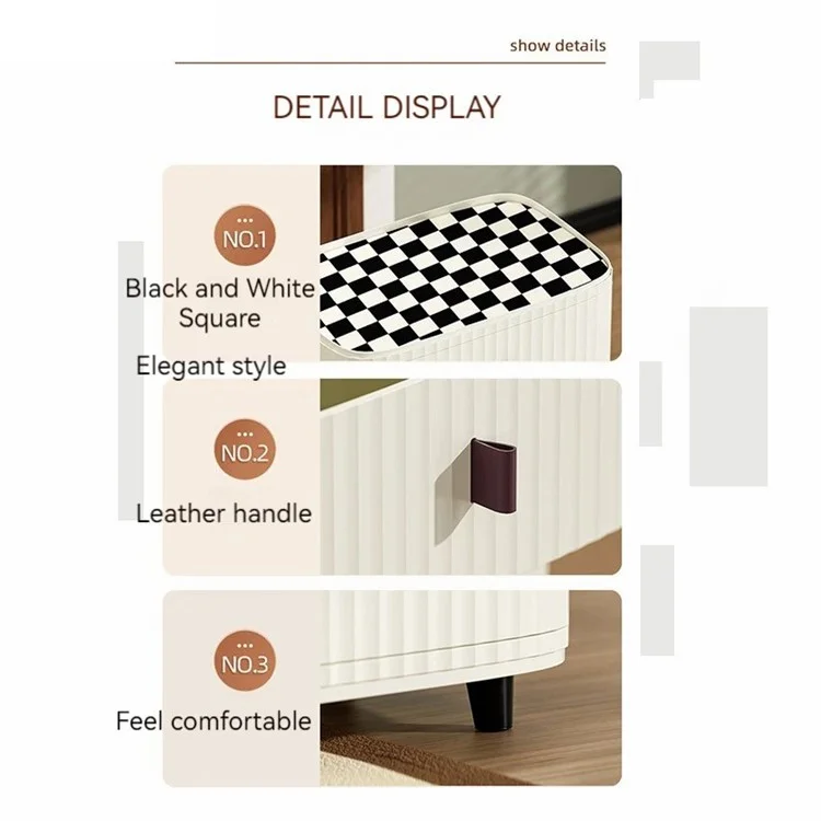 2 Layers Bedside Storage Bin Night Stand PP + MDF Board Bedroom Nightstand Drawer Dresser (30CM Wide), Size: S