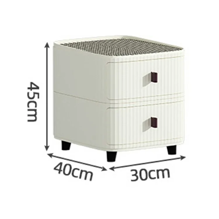 2 Layers Bedside Storage Bin Night Stand PP + MDF Board Bedroom Nightstand Drawer Dresser (30CM Wide), Size: S
