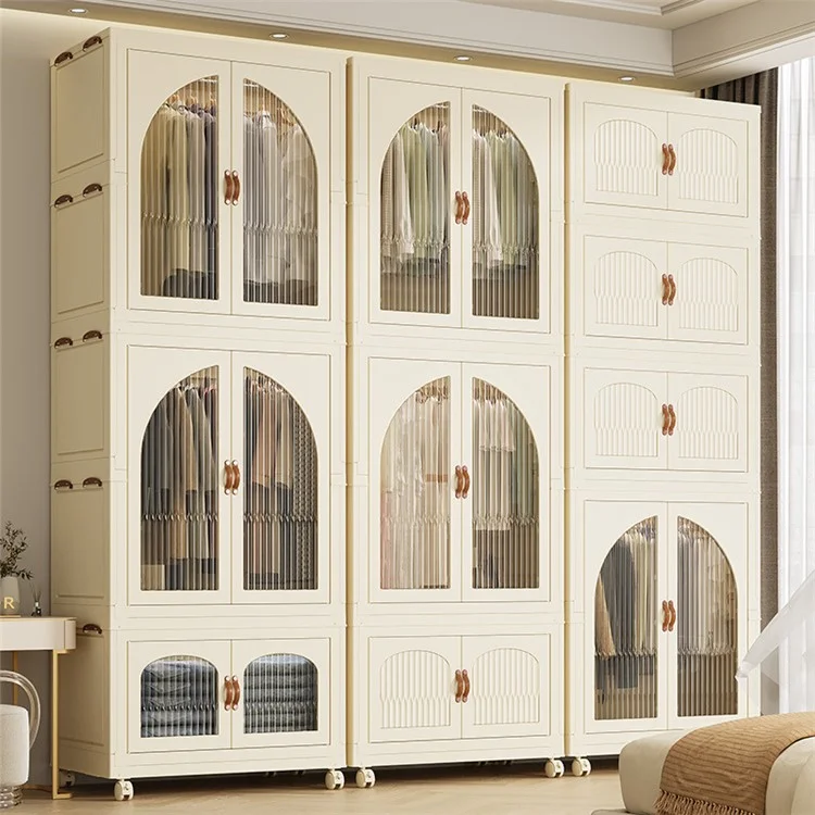 Doppelschichtiger Kunststoff-Kleiderschrank mit Ablage für Snacks und Spielzeug - Transparent