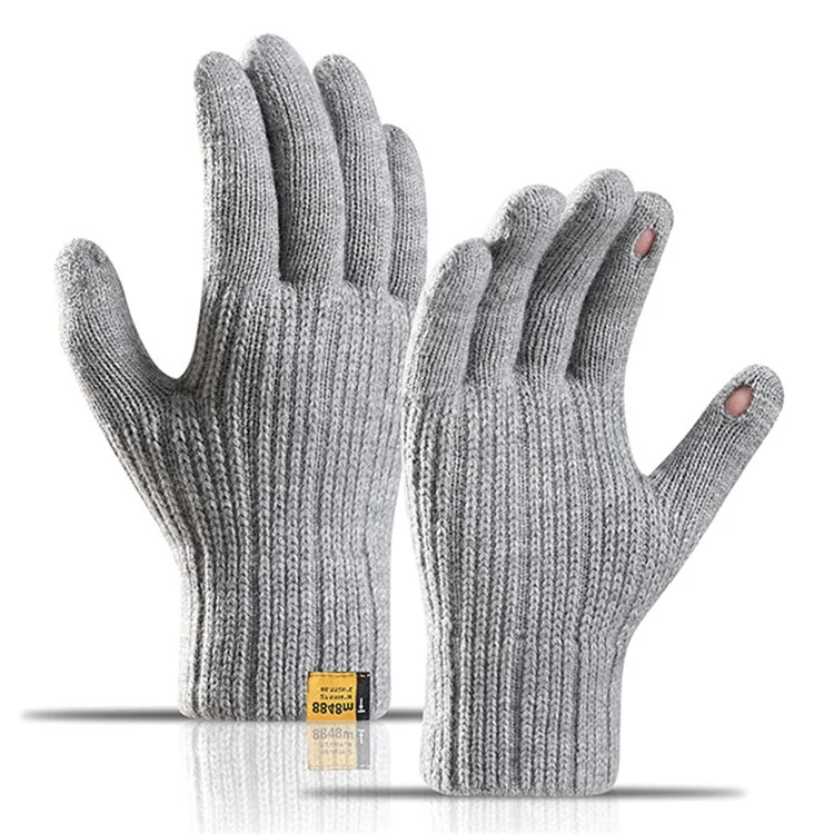 Luvas de tricô elásticas de dedo inteiro A9911 para homens, inverno quente para esqui, ciclismo - Cinza claro