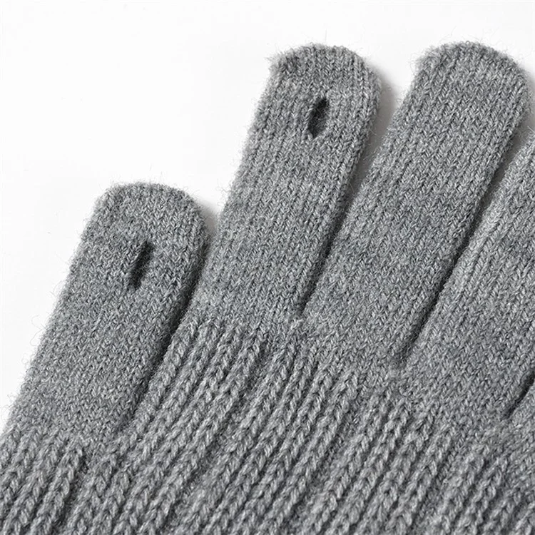 Luvas de tricô elásticas de dedo inteiro A9911 para homens, inverno quente para esqui, ciclismo - Cinza claro
