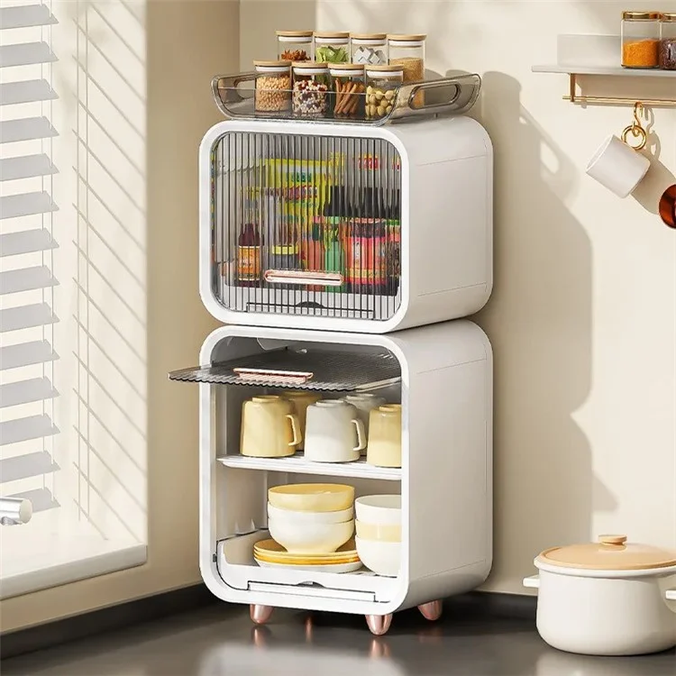 Cassetta da 36 cm per la cucina Baby Bottle Storage Box Cassetto da soggiorno ABS+PET Organizer con vassoio di supporto - Beige