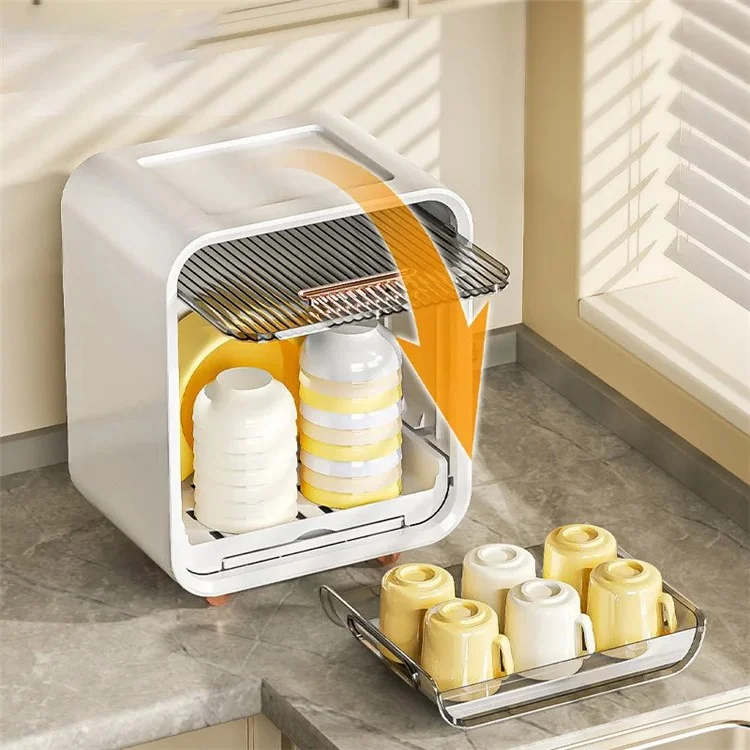 Cassetta da 36 cm per la cucina Baby Bottle Storage Box Cassetto da soggiorno ABS+PET Organizer con vassoio di supporto - Beige