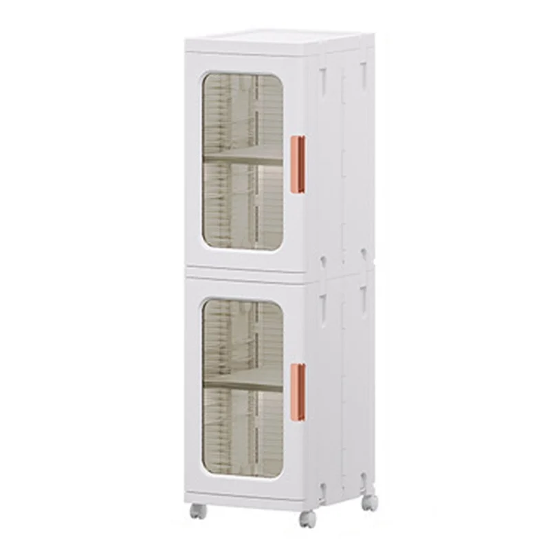 2 Drawers 24.5x28.5x166CM Kitchen Bathroom Gap Dresser PP+PET+ABS Storage Cabinet - Transparent Tan