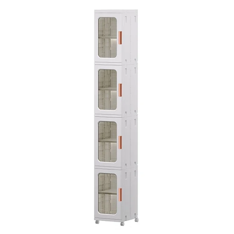 4 Gavetas Organizador de Lacuna de Cozinha Crescedor Estreito Pp+pet+abs Gabinete de Armazenamento 24.5x28.5x166cm - Bronzeado Transparente