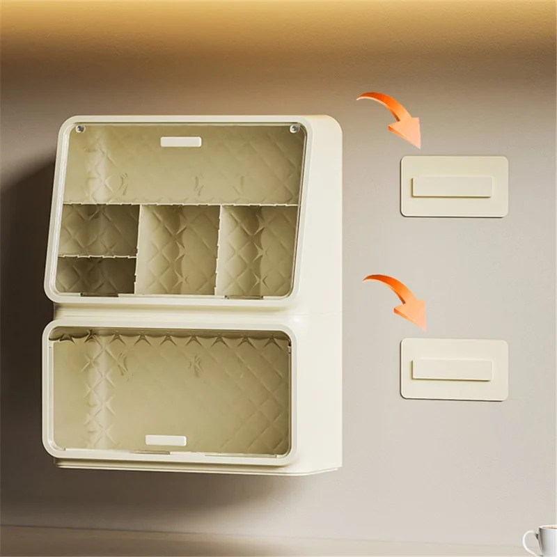 2-Layer PS+PET Wall Mounted Water Cup Storage Box Rack Desktop Tea Cup Holder for Snacks, Baby Bottles