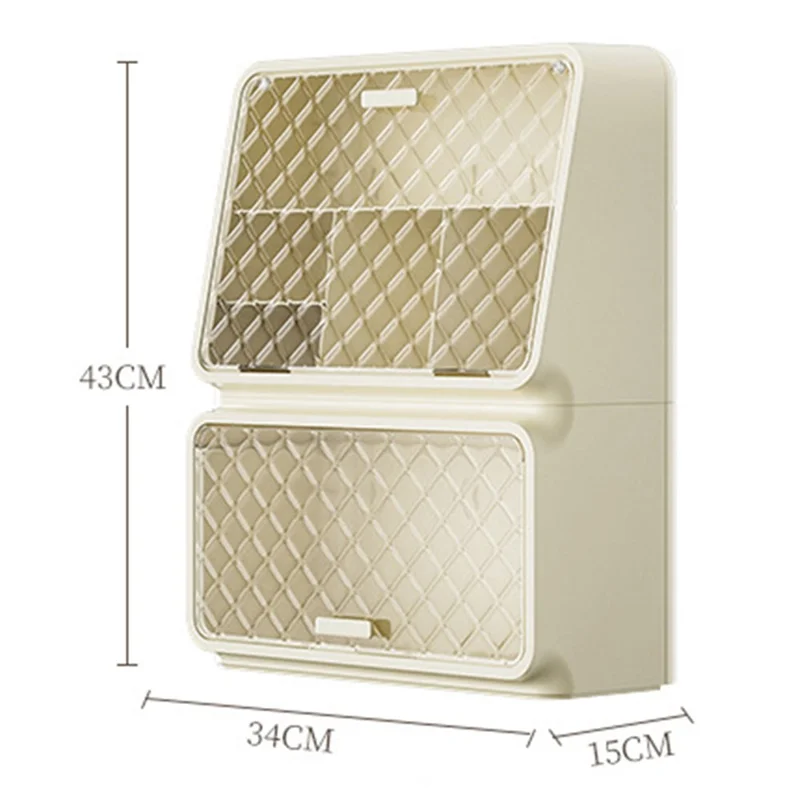 2-Layer PS+PET Wall Mounted Water Cup Storage Box Rack Desktop Tea Cup Holder for Snacks, Baby Bottles