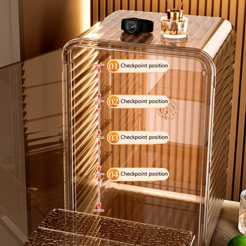 Coffee Mug Cup Table Organizer Three Layer Dustproof Storage Box, Size L - Transparent