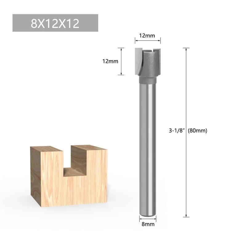 Utensile da taglio per fresatura in legno con gambo da 8mm, in lega di acciaio al tungsteno