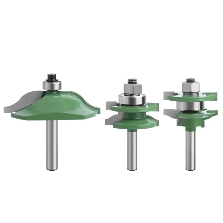 MC02040GN 3PCS Green Tungsten Steel Alloy 8mm Schaft Holzbearbeitungsfräser