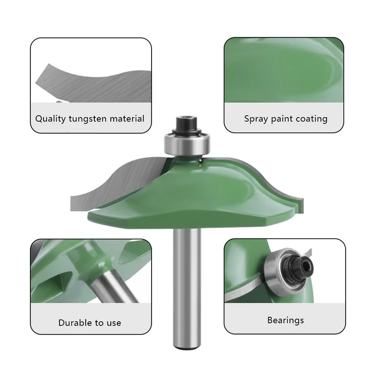 MC02040GN 3PCS Green Tungsten Steel Alloy 8mm Shank Woodworking Milling Cutters