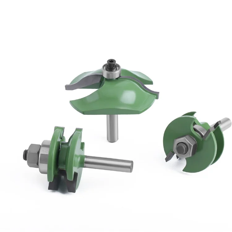 MC02040GN 3PCS Green Tungsten Steel Alloy 8mm Schaft Holzbearbeitungsfräser