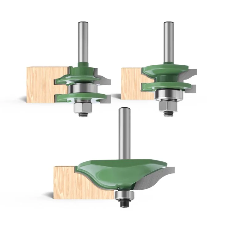 MC02040GN 3PCS Green Tungsten Steel Alloy 8mm Schaft Holzbearbeitungsfräser