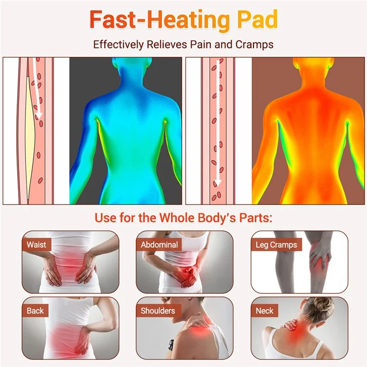 Fluff Heating Pad Cushion Waist Heated Wrap Belt for Back Pain, Women Period Cramps - US Plug