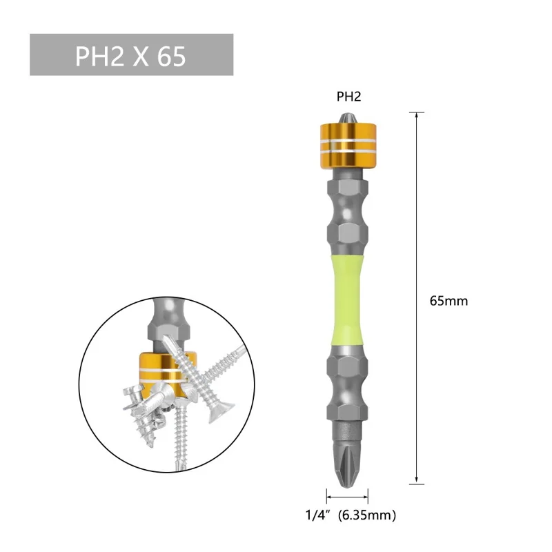 10Pcs K5 Alloy Screwdriver Set PH2x65mm Magnetic Screwdriver Drill Bits