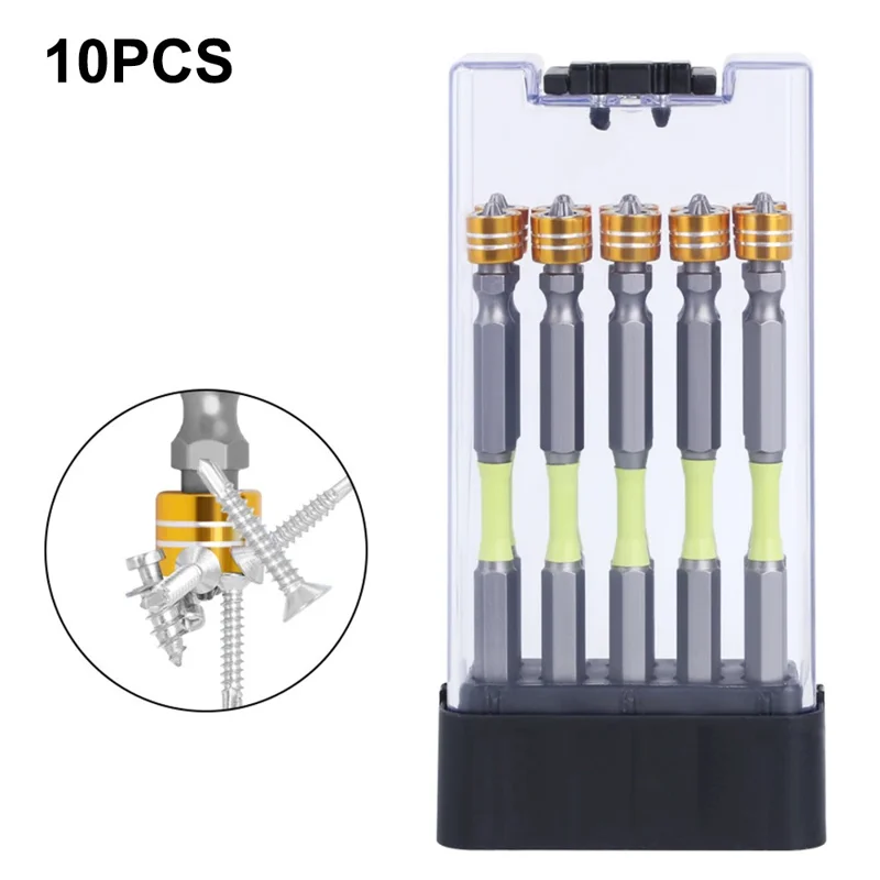 10Pcs / Set PH2x100mm K5 Alloy Strong Magnetic Screwdriver Drill Bits Heads