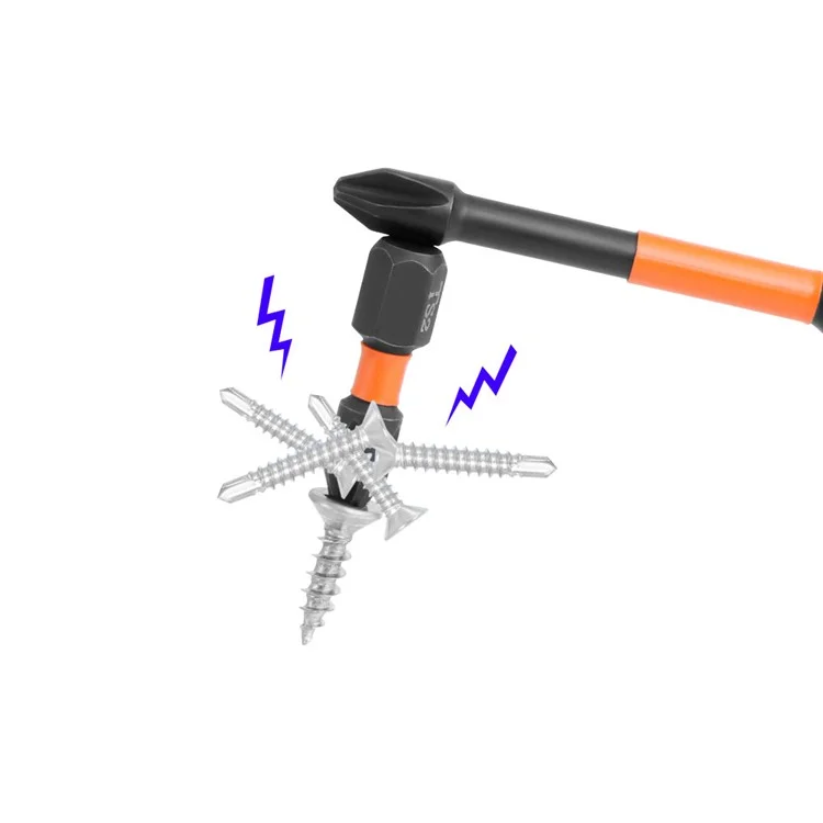 S2 Stahlschraubendrehersatz 6,35 mm magnetischer Bithalter-Griff mit 6 PH2-Bits