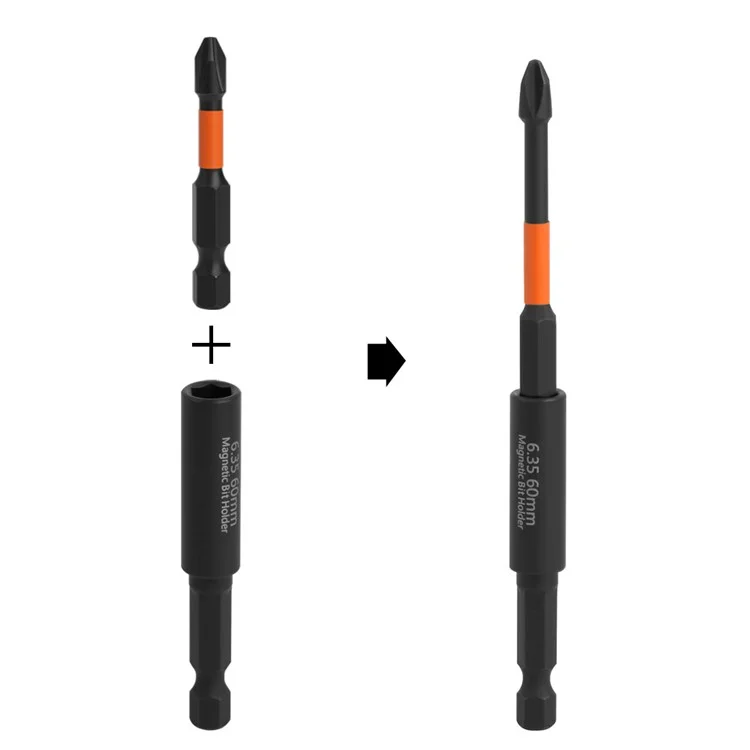 S2 Stahlschraubendrehersatz 6,35 mm magnetischer Bithalter-Griff mit 6 PH2-Bits
