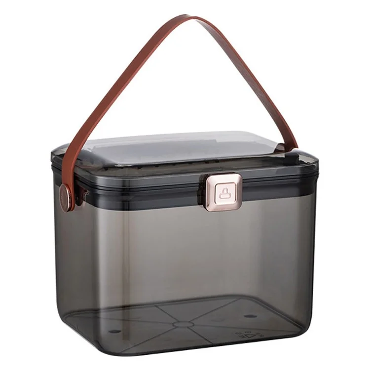 Clear First Aid Box Dual-layer Medical Storage Container Medicine Box Organizer with Leather Strap Handle - Black