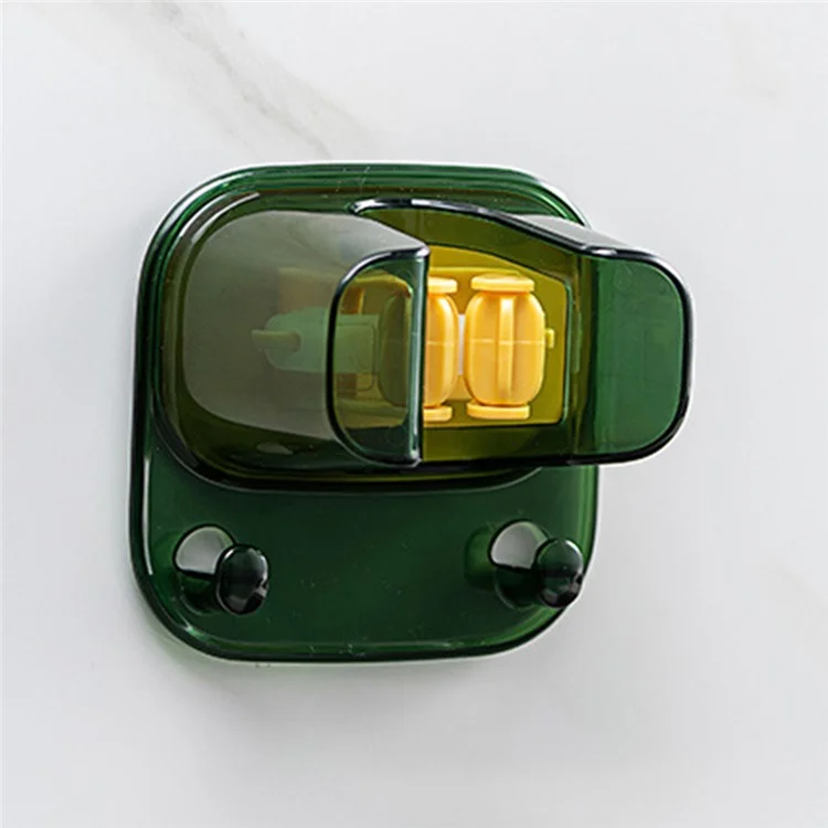 Self Adhesive Mop Holder Wall Mounted Broom Gripper Organizer Garden Tool Hanger - Transparent Green