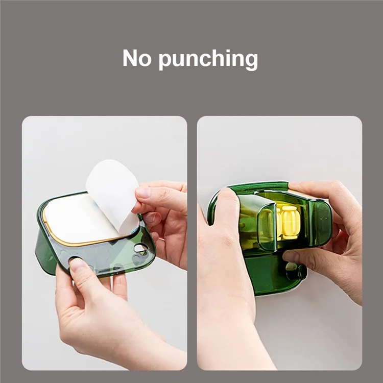 Self Adhesive Mop Holder Wall Mounted Broom Gripper Organizer Garden Tool Hanger - Transparent Green