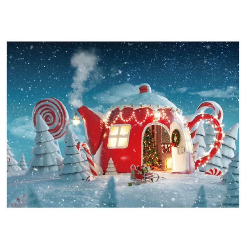 100D Polyester Fabric Christmas Banner Photography Backdrop Xmas Tree Snowman Gift Background Wall Decor - SDSTBJ1-5