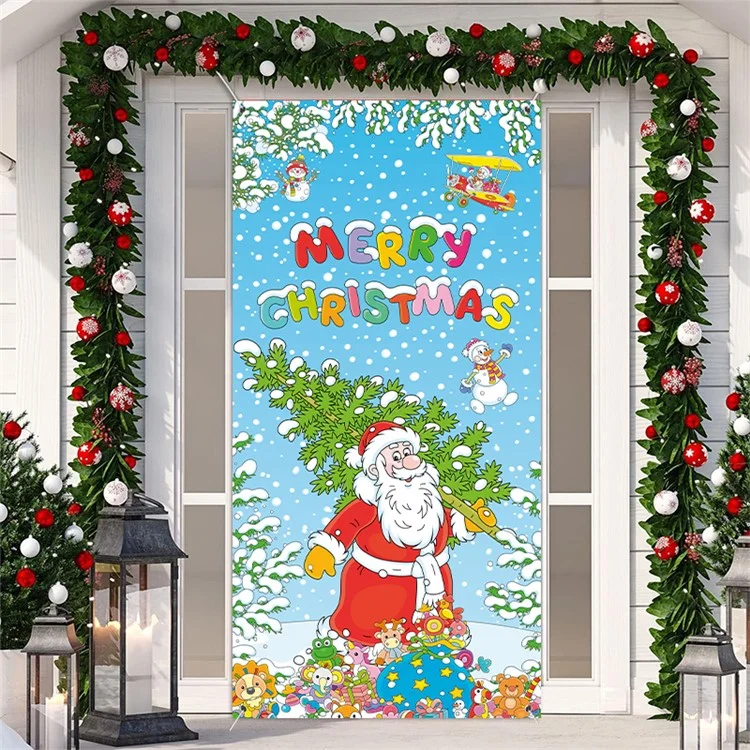 100D Polyester Fabric Christmas Door Cover Merry Christmas Background Banner Xmas Decoration - SDMT4-4