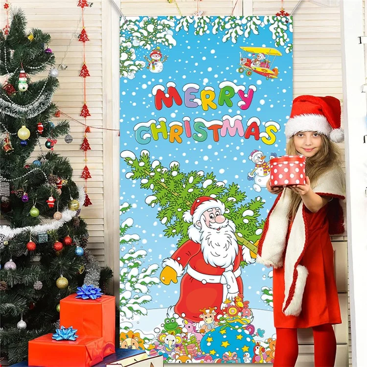 100D Polyester Fabric Christmas Door Cover Merry Christmas Background Banner Xmas Decoration - SDMT4-4