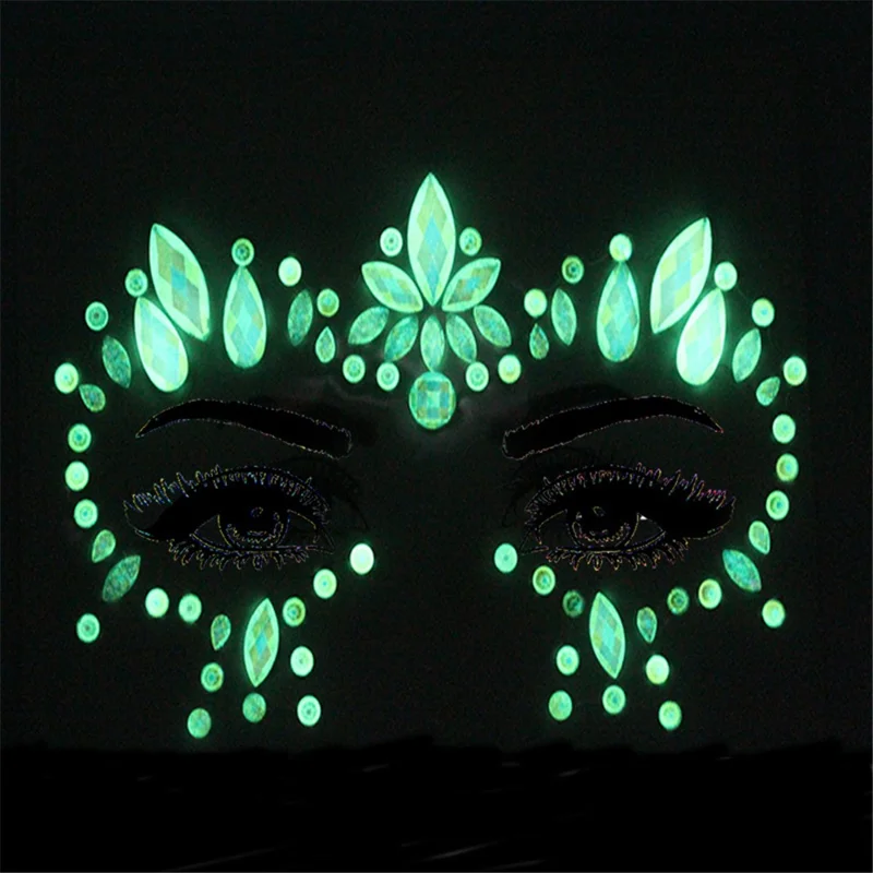 Halloween Face Eyebrow Luminous Sticker Glowing Face Tattoo Sticker for Masquerade Party - Y0030