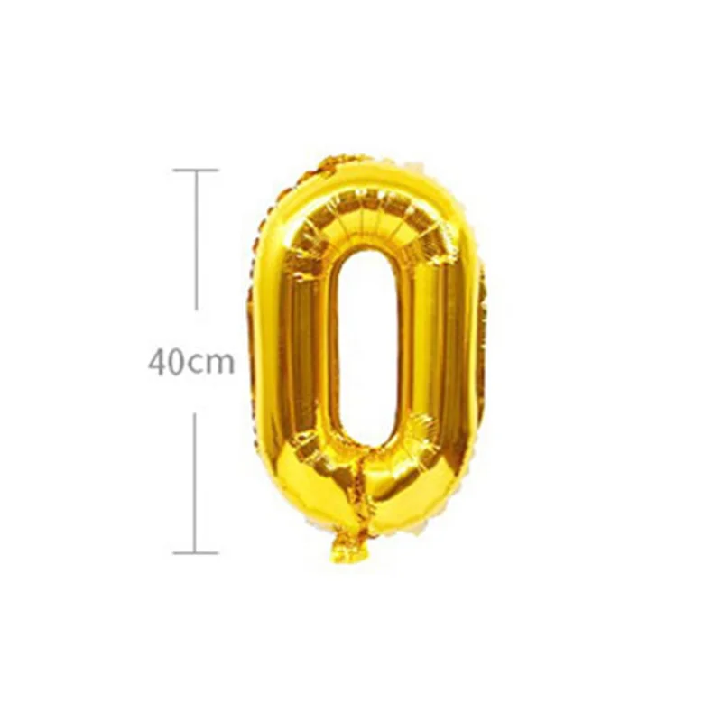 PJ-Q03 50PCS 16-Inch Aluminum Foil Number Balloons Celebration Decorations for Birthday Party - Gold / 0