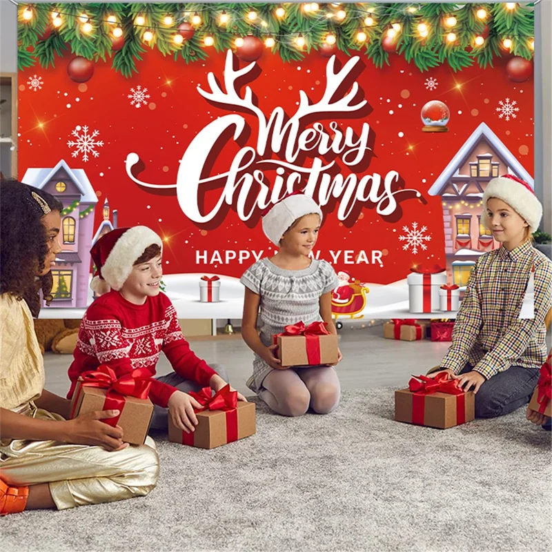 Christmas Background Banner 100D Polyester Fabric Photography Backdrop Xmas Wall Decor - CHF-01
