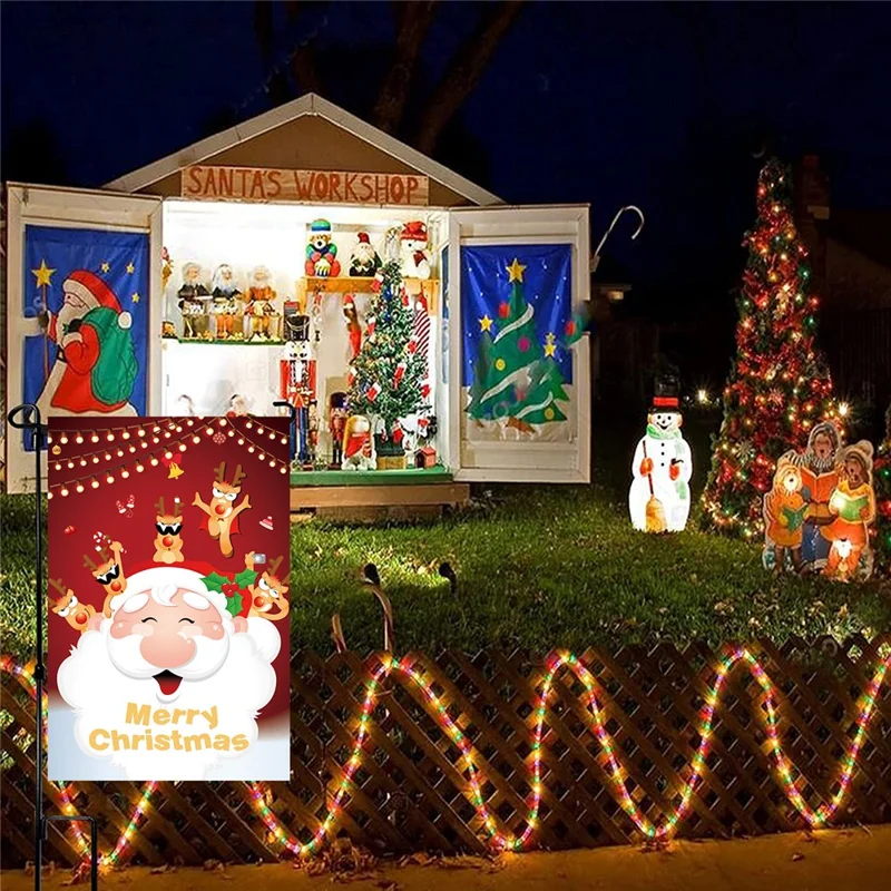 100D Polyester Cloth Christmas Garden Yard Banner Photography Backdrop Xmas Decorative Flag - HYQ-10