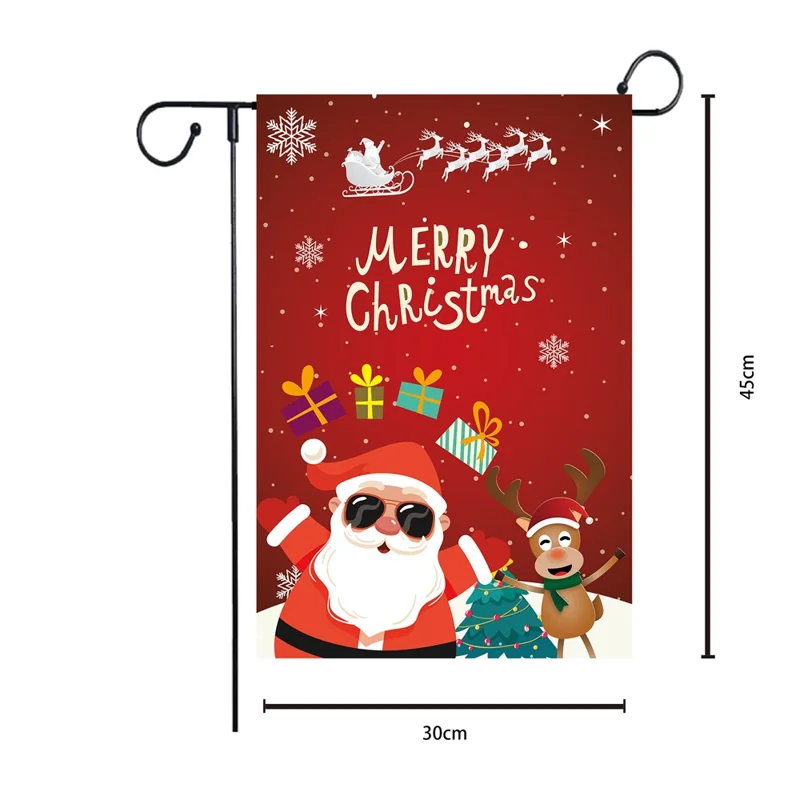 Drapeau de jardin en polyester 100D pour Noël avec décor photographique - HYQ-01
