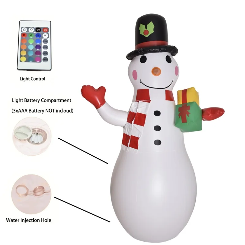 RGB Light Remote Christmas Toy Cute Snowman Decor Inflatable Design PVC Xmas Ornament