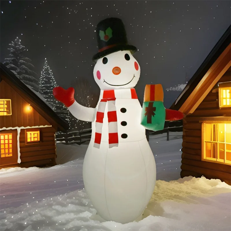 RGB Light Remote Christmas Toy Cute Snowman Decor Inflatable Design PVC Xmas Ornament