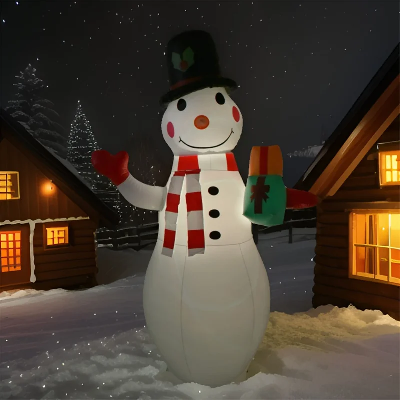RGB Light Remote Christmas Toy Cute Snowman Decor Inflatable Design PVC Xmas Ornament