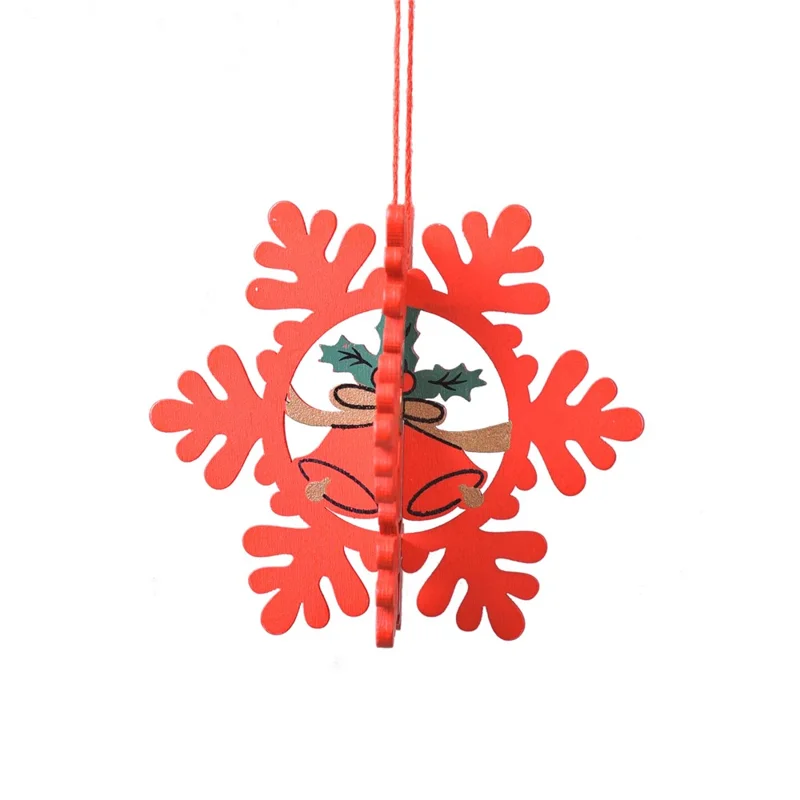 Christmas Wooden Hollow Out 3D Decoration Xmas Tree Hanging Ornament - Snowflake A