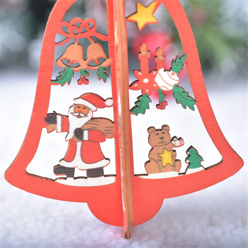 Christmas Wooden Hollow Out 3D Decoration Xmas Tree Hanging Ornament - Snowflake A