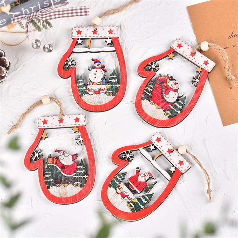 Wooden Ornament Party Supplies Christmas Decor Xmas Tree Pendant Hanging Decor - Style A