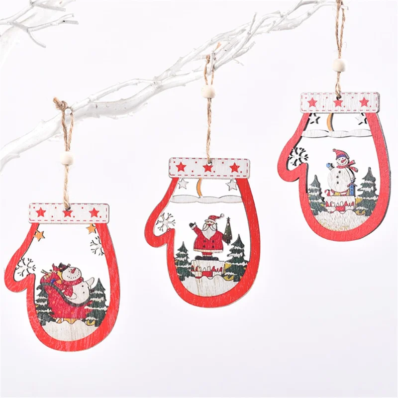 Wooden Ornament Party Supplies Christmas Decor Xmas Tree Pendant Hanging Decor - Style A
