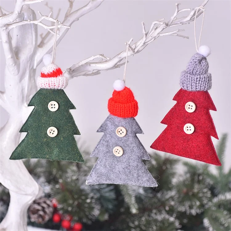 Knitted Hat Star / Christmas Tree Hanging Ornament Xmas Party Mini Decoration - Red Star