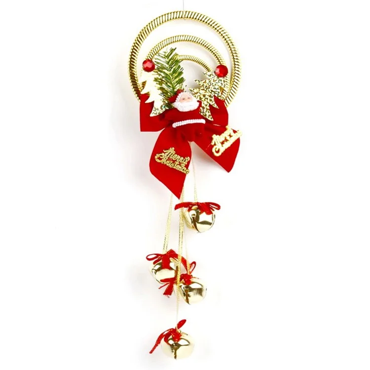 DDLD-04 Eletroplatado Plástico 3 Anéis Pendente de Natal Pendurado Sino de Papai Noel Enfeite - Dourado